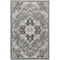 Photo of Black and Gray Floral Non Skid Area Rug