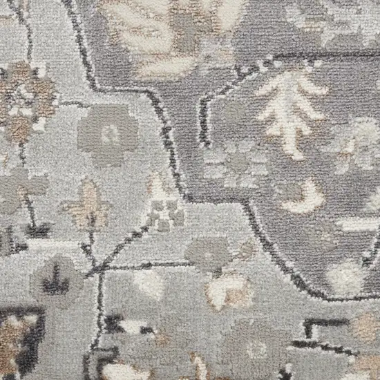 Black and Gray Floral Non Skid Area Rug Photo 7