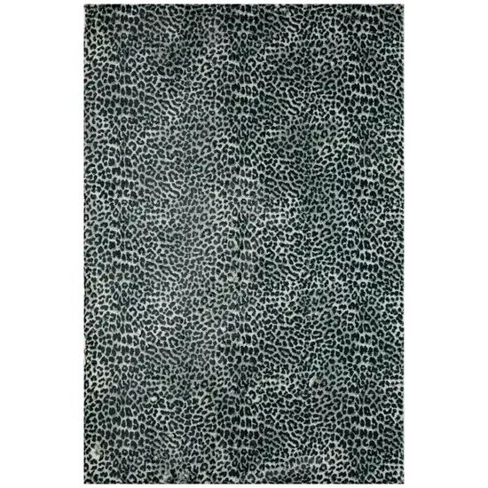 Black and Gray Leopard Print Shag Handmade Non Skid Area Rug Photo 1