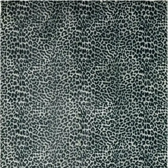 Black and Gray Leopard Print Shag Handmade Non Skid Area Rug Photo 4