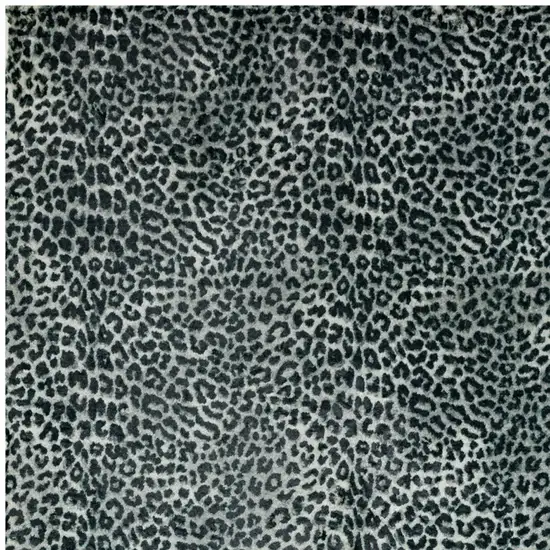 Black and Gray Leopard Print Shag Handmade Non Skid Area Rug Photo 3