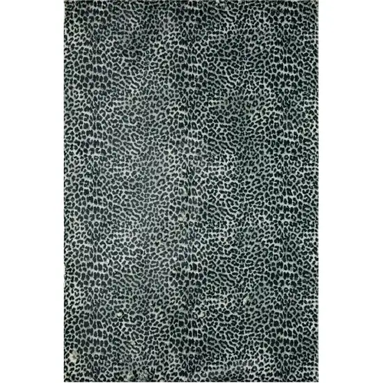 Black and Gray Leopard Print Shag Handmade Non Skid Area Rug Photo 5