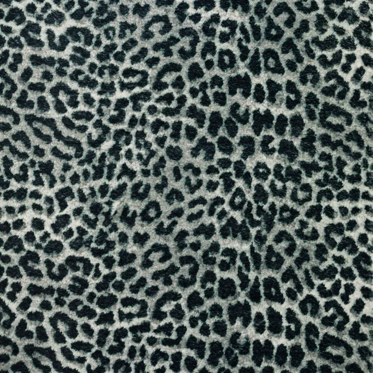 Black and Gray Leopard Print Shag Handmade Non Skid Area Rug Photo 5