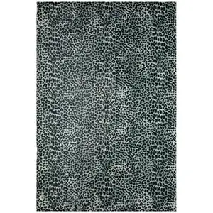 Photo of Black and Gray Leopard Print Shag Handmade Non Skid Area Rug