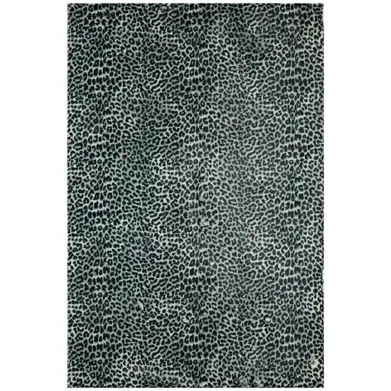 Black and Gray Leopard Print Shag Handmade Non Skid Area Rug Photo 4