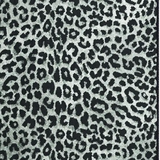 2' X 8' Black and Gray Leopard Print Shag Handmade Non Skid Runner Rug Photo 4