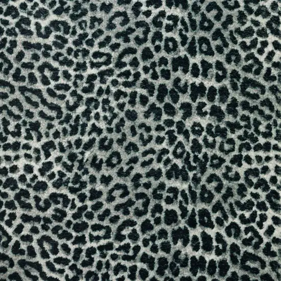 Black and Gray Leopard Print Shag Handmade Non Skid Runner Rug Photo 5