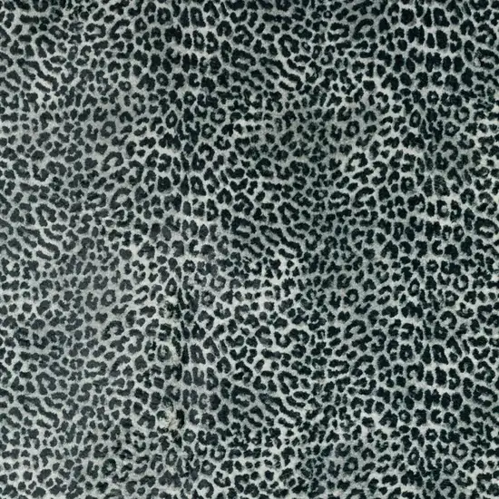 Black and Gray Leopard Print Shag Handmade Non Skid Runner Rug Photo 3