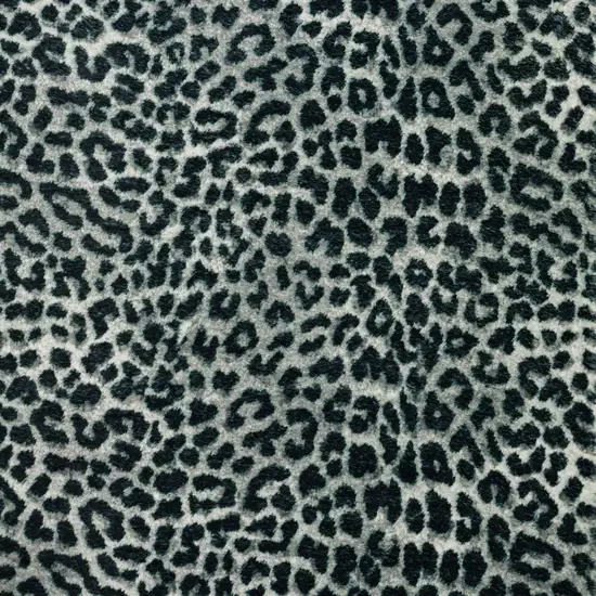 Black and Gray Leopard Print Shag Handmade Non Skid Runner Rug Photo 6