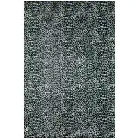 Photo of Black and Gray Leopard Round Shag Handmade Non Skid Area Rug