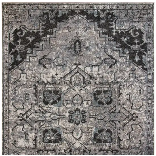 Black and Gray Medallion Power Loom Area Rug Photo 6