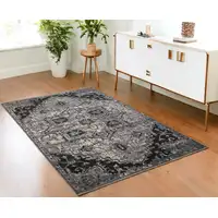 Photo of Black and Gray Medallion Power Loom Area Rug