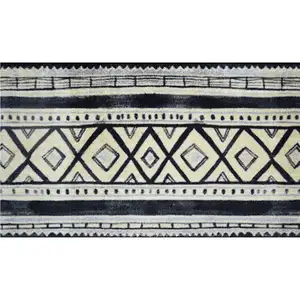 Photo of Black and Gray Modern Tribal Washable Floor Mat