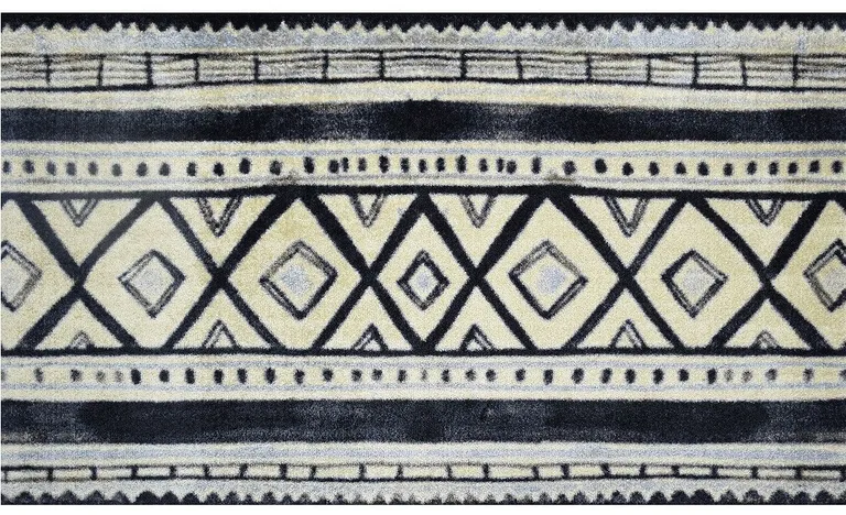 Black and Gray Modern Tribal Washable Floor Mat Photo 1