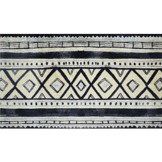 Black and Gray Modern Tribal Washable Floor Mat Photo 1