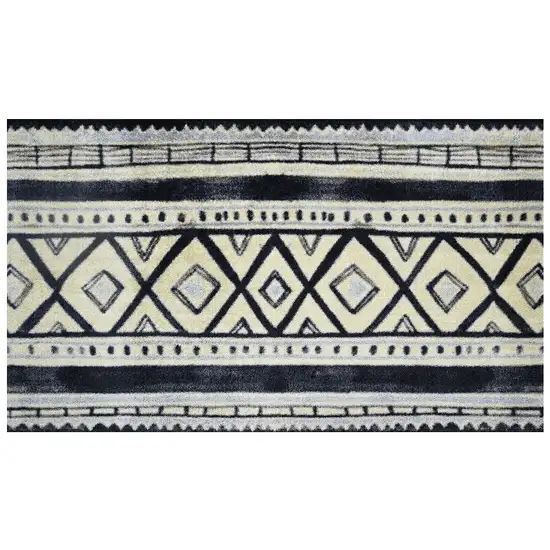 Black and Gray Modern Tribal Washable Floor Mat Photo 1