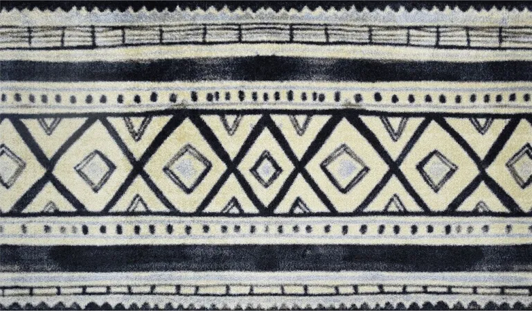 Black and Gray Modern Tribal Washable Floor Mat Photo 3