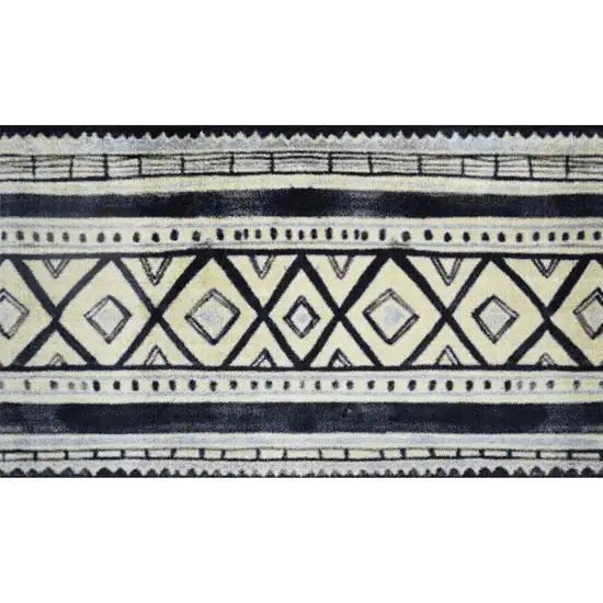 Black and Gray Modern Tribal Washable Floor Mat Photo 3