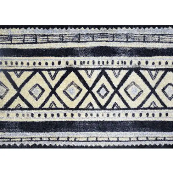 Black and Gray Modern Tribal Washable Floor Mat Photo 1