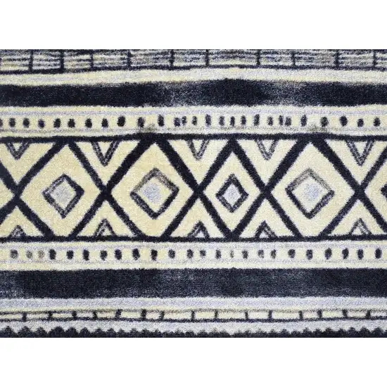 Black and Gray Modern Tribal Washable Floor Mat Photo 2