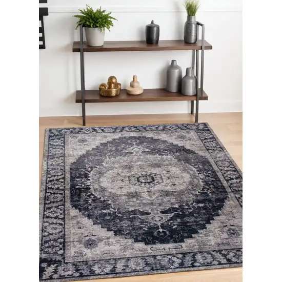 Black and Gray Oriental Area Rug Photo 1