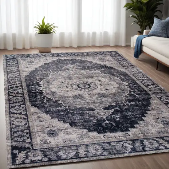 Black and Gray Oriental Area Rug Photo 1