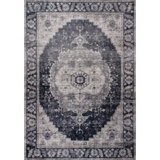 Black and Gray Oriental Area Rug Photo 2