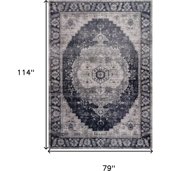 Black and Gray Oriental Area Rug Photo 5