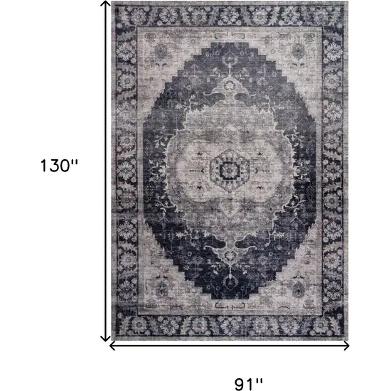 Black and Gray Oriental Area Rug Photo 5