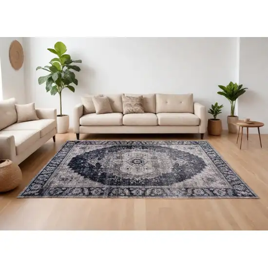 Black and Gray Oriental Area Rug Photo 1