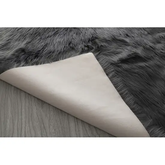 Black and Gray Shag Sheepskin Washable Area Rug Photo 5