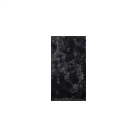 Black and Gray Shag Sheepskin Washable Area Rug Photo 2