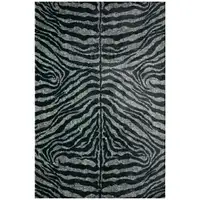 Photo of Black and Gray Zebra Print Shag Handmade Non Skid Runner Rug