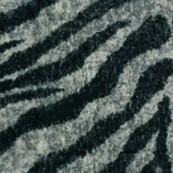 2' X 8' Black and Gray Zebra Print Shag Handmade Non Skid Runner Rug Photo 9