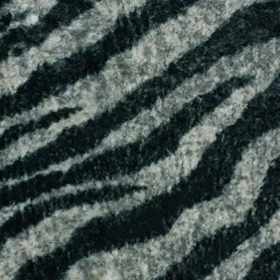 2' X 8' Black and Gray Zebra Print Shag Handmade Non Skid Runner Rug Photo 9