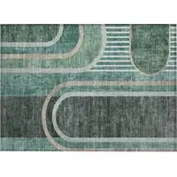 Photo of Black and Green Abstract Washable Non Skid Indoor Outdoor Area Rug