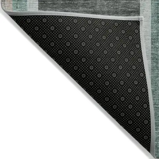 Black and Green Abstract Washable Non Skid Indoor Outdoor Area Rug Photo 4