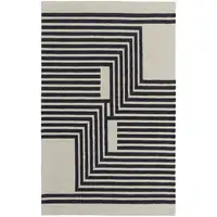 Photo of Black and Ivory Abstract Geometric Hand Tufted Area Rug