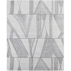 Photo of Black and Ivory Abstract Hand Woven Area Rug