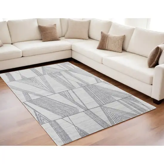 Black and Ivory Abstract Hand Woven Area Rug Photo 1