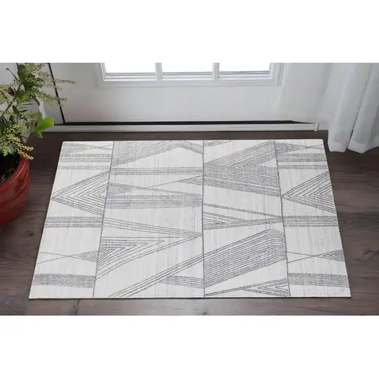 Black and Ivory Abstract Hand Woven Area Rug Photo 1