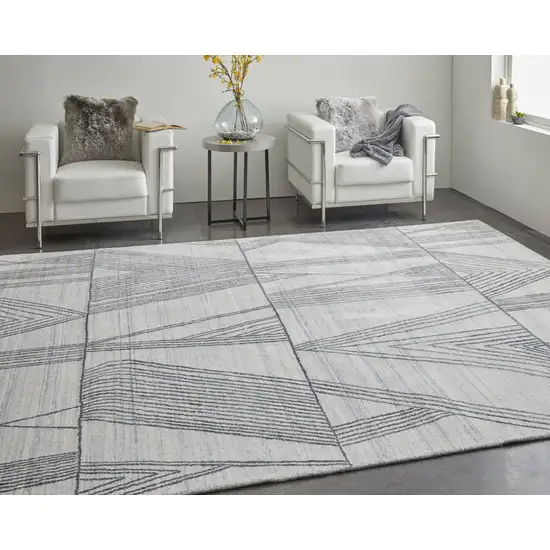 Black and Ivory Abstract Hand Woven Area Rug Photo 8