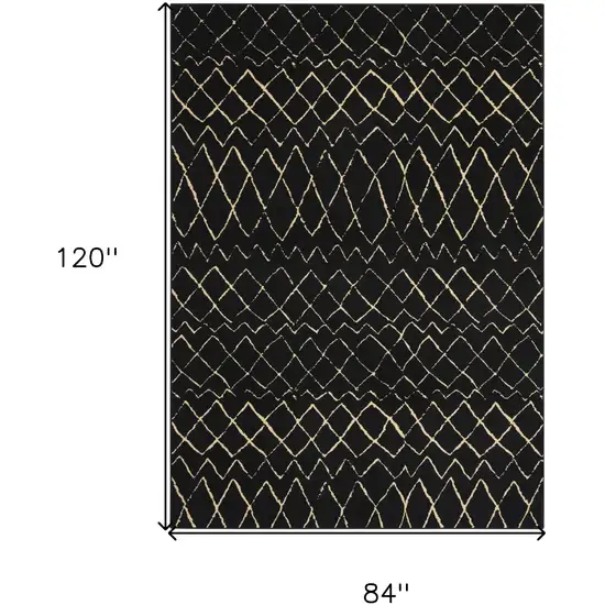 Black and Ivory Abstract Power Loom Distressed Area Rug Photo 3