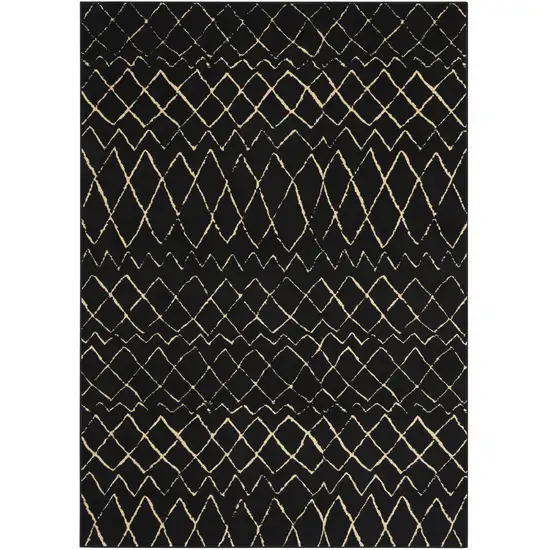 Black and Ivory Abstract Power Loom Distressed Area Rug Photo 2