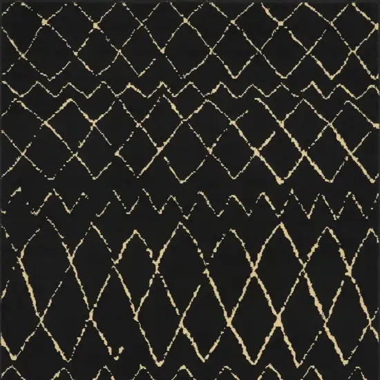 Black and Ivory Abstract Power Loom Distressed Area Rug Photo 5