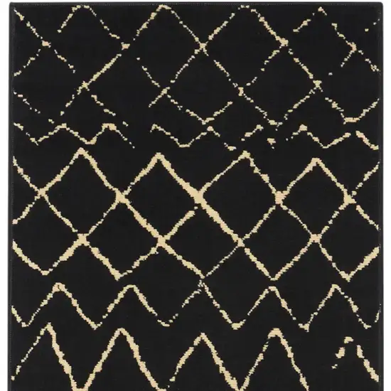 Black and Ivory Abstract Power Loom Distressed Runner Rug Photo 5