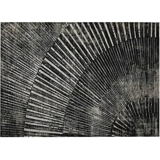 Black and Ivory Abstract Washable Non Skid Indoor Outdoor Area Rug Photo 5