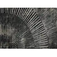 Photo of Black and Ivory Abstract Washable Non Skid Indoor Outdoor Area Rug