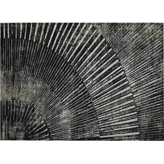 Black and Ivory Abstract Washable Non Skid Indoor Outdoor Area Rug Photo 2