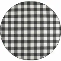 Photo of Black and Ivory Gingham Indoor Outdoor Area Rug